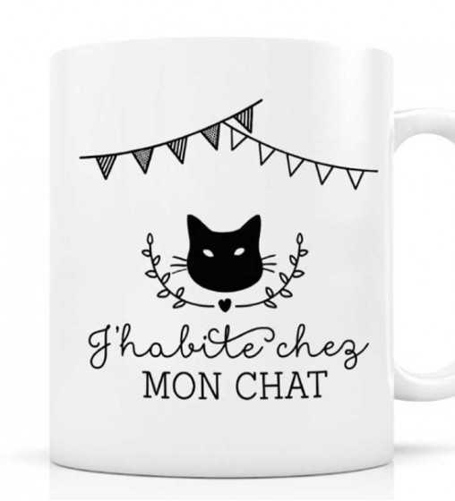 Mug J'habite chez mon Chat Créa-Bisontine - 1 Mug J'habite chez mon Chat Créa-Bisontine - 1